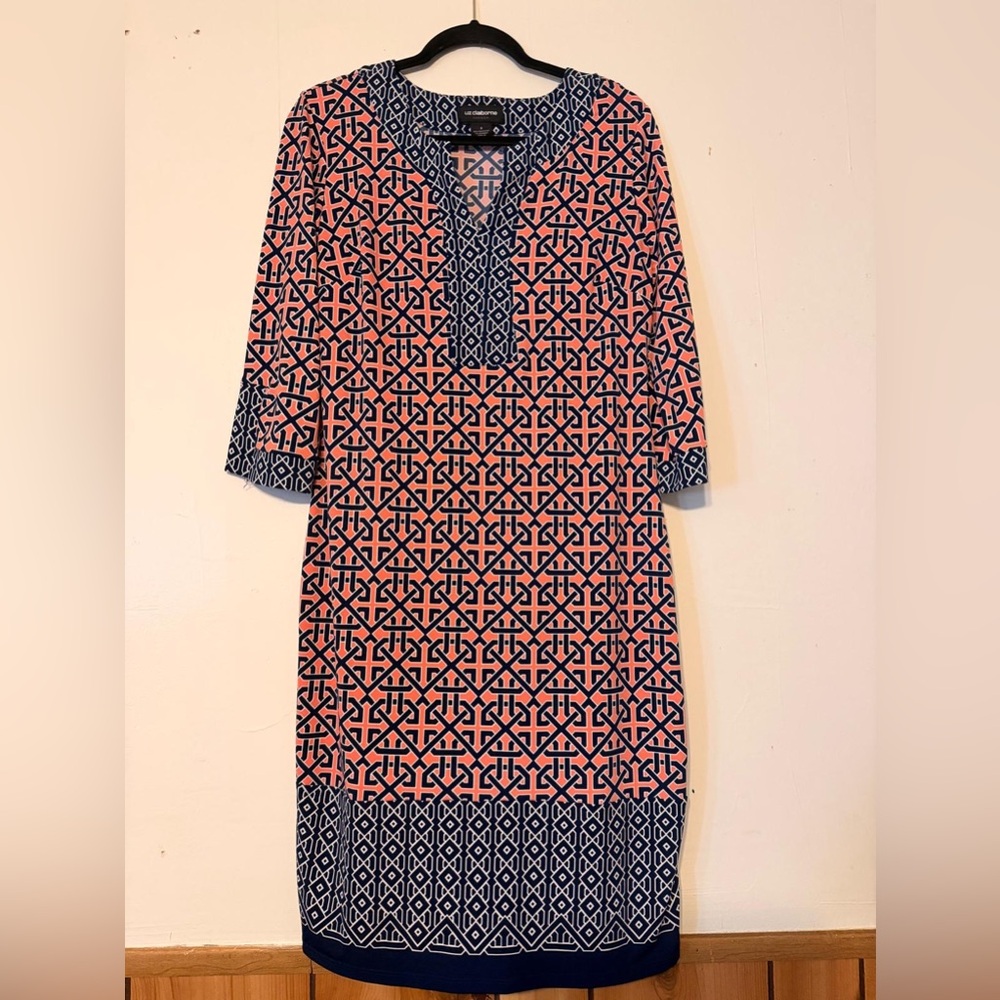 Liz Claiborne Pink and Blue Geometric Dress
